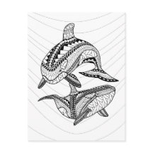 Zwei Orcas Erwachsene - Farbgebung Postkarte