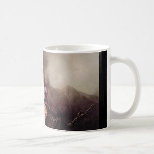 Zwei Orchideen und eine Gebirgslandschaft Tasse