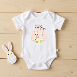 Zwei Osterhasen personalisiertes Baby-Body Baby Strampler