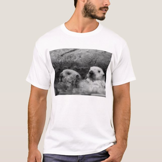 Zwei Otter-(Schwarzweiss) Shirt (Vorderseite)
