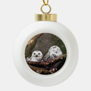 Zwei Owls Keramik Kugel-Ornament