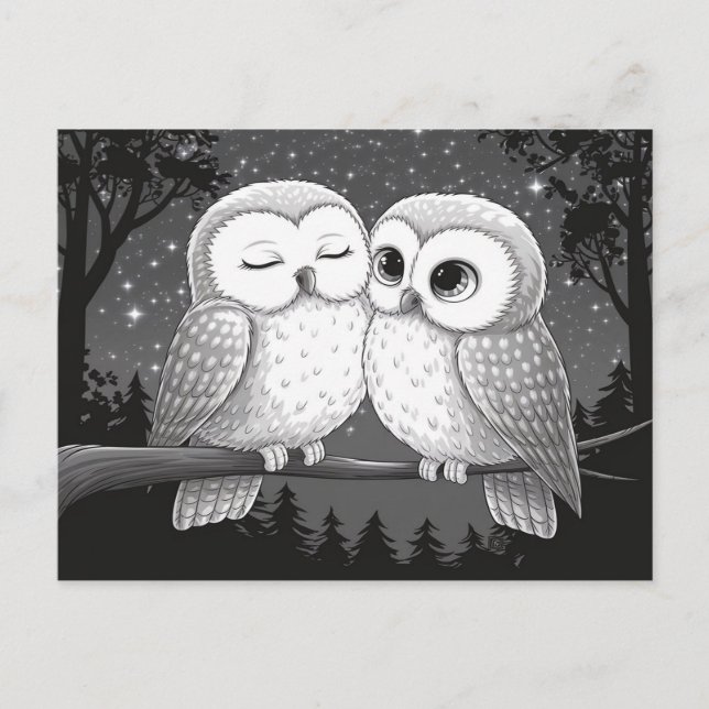 Zwei Owls Postkarte (Vorderseite)