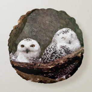 Zwei Owls Rundes Kissen