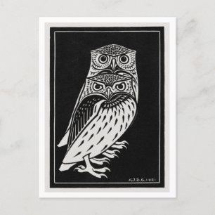 Zwei Owls Vintage Illustration Postkarte