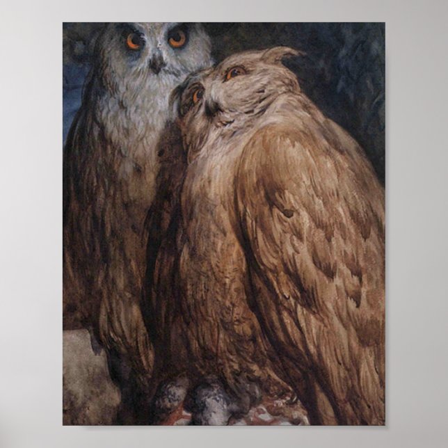 Zwei Owls von Gustave Dore Poster (Vorne)