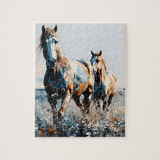 Zwei Paint Horses Puzzle (Vertikal)