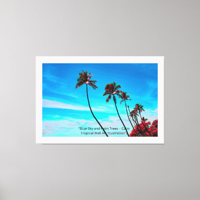Zwei Palmen Wandkunst | Tropischer Minimalist Leinwanddruck (Vorderseite)