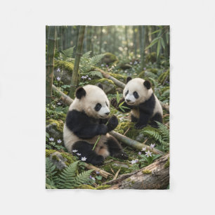 Zwei Panda-Bären Bambuswald Wildtiere Natur Flies Fleecedecke