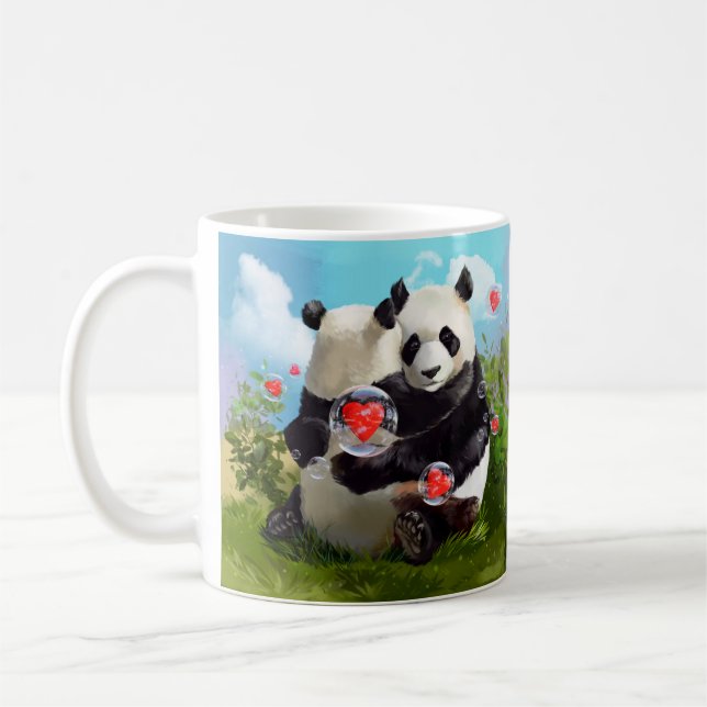 Zwei Pandas in der Liebe Kaffeetasse (Links)