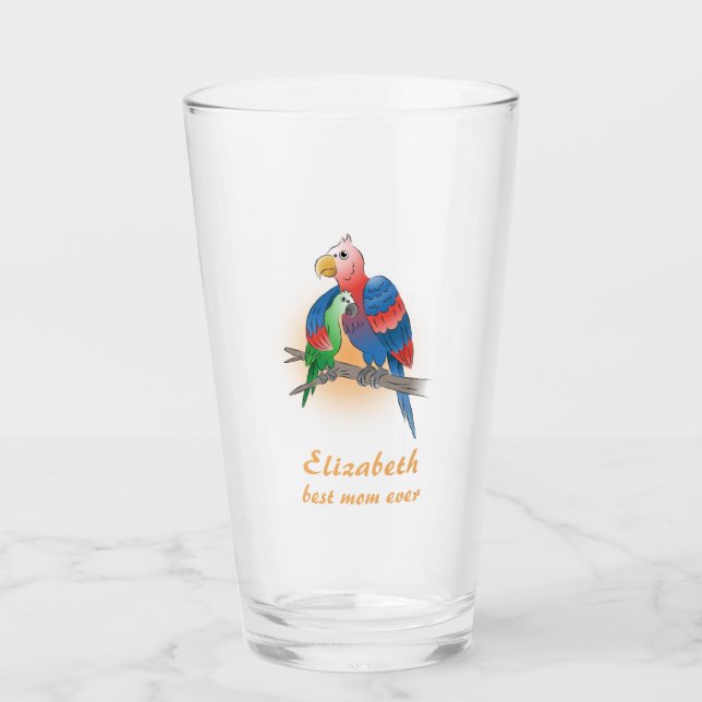 Zwei Papageien Alles Gute zum Muttertag Glas (Vorderseite)
