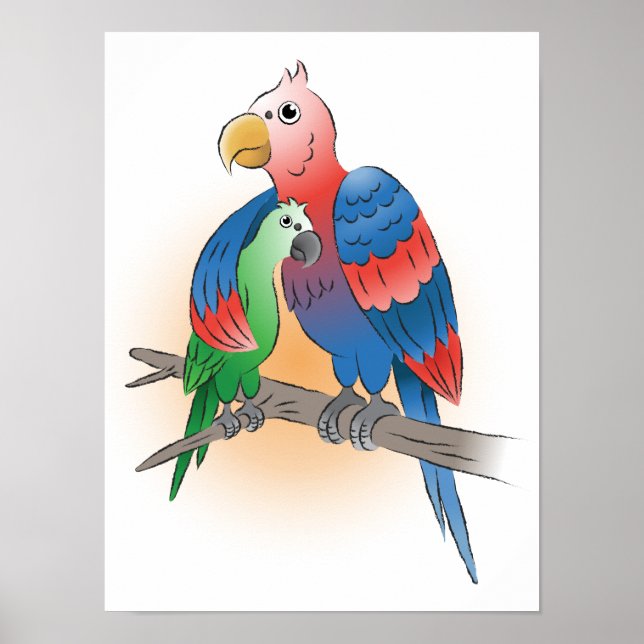 Zwei Papageien Alles Gute zum Muttertag Poster (Vorne)