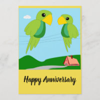 Zwei Papageien-Jubiläumskarte
