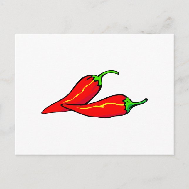 Zwei Paprikaschoten mit rotem Chili auf der Seite Postkarte (Vorderseite)