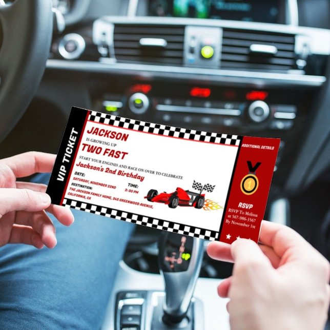 Zwei Party-Tickets für das Schnellrennen am Geburt Einladung (Von Creator hochgeladen)