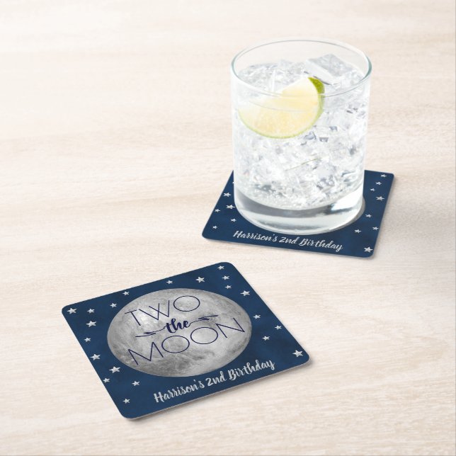 Zwei Party zum 2. Geburtstag Rechteckiger Pappuntersetzer (Vor Ort)