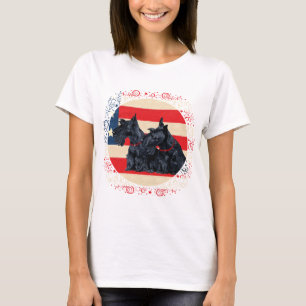 Zwei Patriotic Scottish Terriers T-Shirt