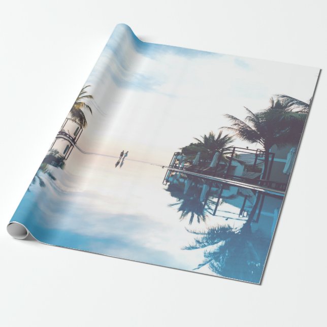 Zwei Personen stehend am Pool Geschenkpapier (Ungerollt)