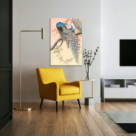 Zwei Pfauen in Baumzweig Vintage japanische Kunst Leinwanddruck