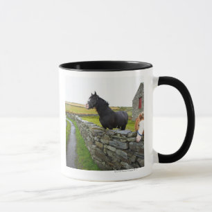 Zwei Pferde auf Bauernhof in ländlichem England Tasse
