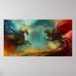 Zwei Pferde galoppieren moderne abstrakte Kunst 2 Poster