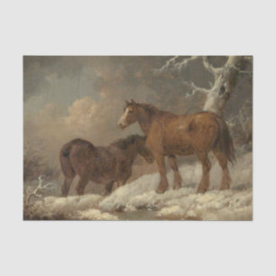 Zwei Pferde im Schnee (Winterlandschaft) Seidenpapier