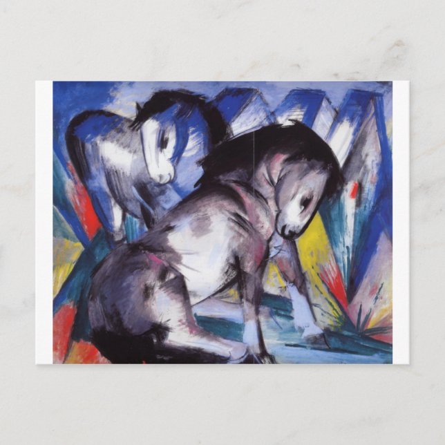 Zwei Pferde von Franz Marc Postkarte (Vorderseite)