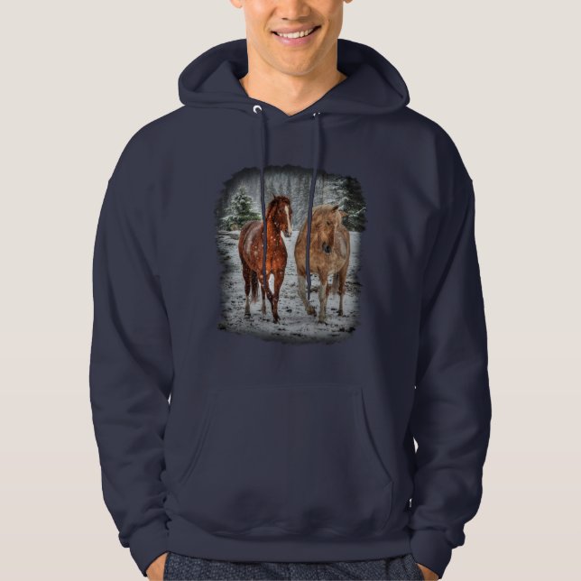 Zwei Pferdekraut im Schnee Foto Kunst Hoodie (Vorderseite)