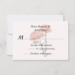 Zwei pfirsichfarbene Nelken RSVP Karte