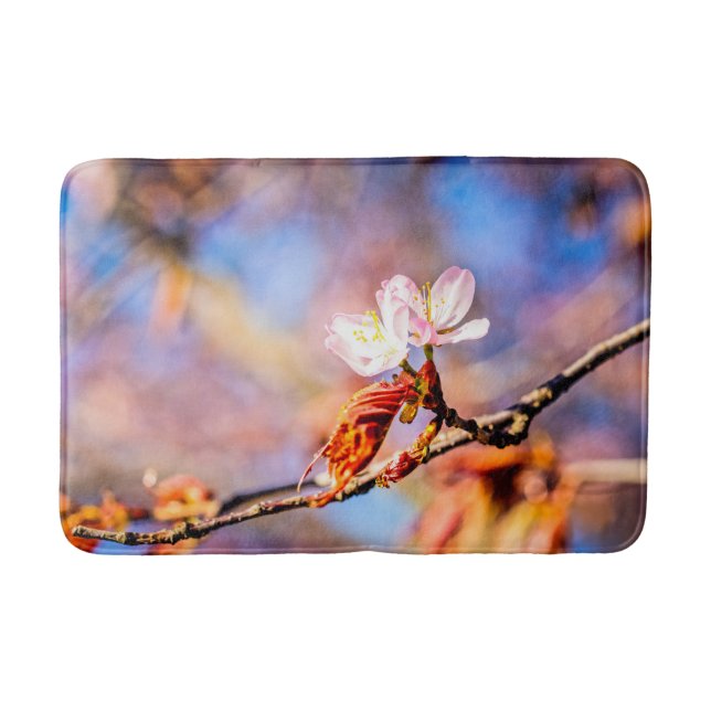 Zwei Phantastische Sakura-Blume. Rosa, blauer Hint Badematte (Vorderseite)
