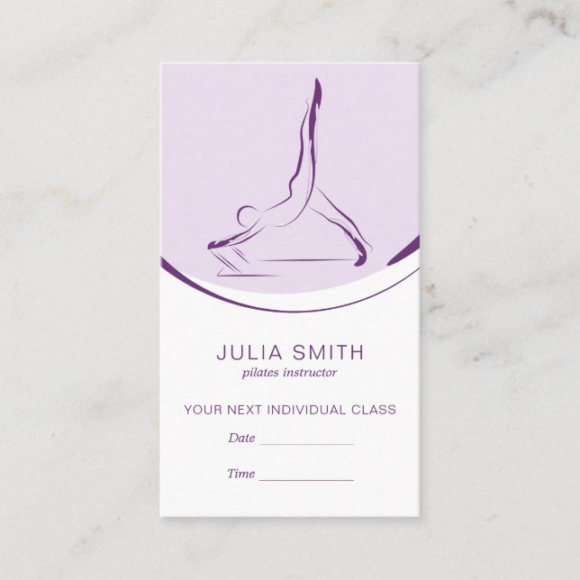 Zwei Pilates-Posen auf dem Reformer | Farbe Visitenkarte (Vorderseite)