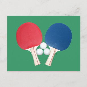 Zwei Ping Pong Paddle mit Ping Pong Balls Postkarte