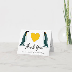 Zwei Pinguine   Gelbes Herz   Hochzeit Danke