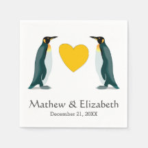 Zwei Pinguine | Gelbes Herz | Hochzeit
