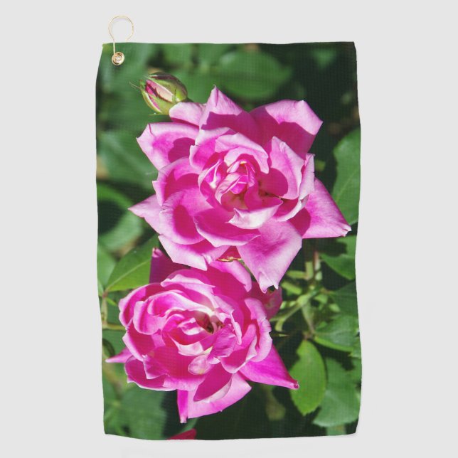 Zwei Pink Roses Golf Handtuch (Vorderseite)