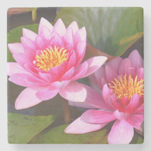 "ZWEI PINKWASSERLILIEN" STEINUNTERSETZER
