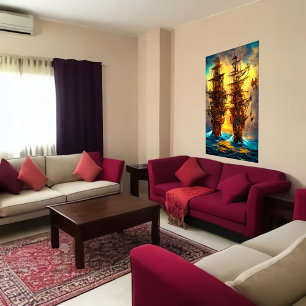 Zwei Piratenschiffe auf See   AI Art Poster