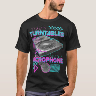 Zwei Plattenspieler und Mikrofon Retro 80er Vinyl T-Shirt