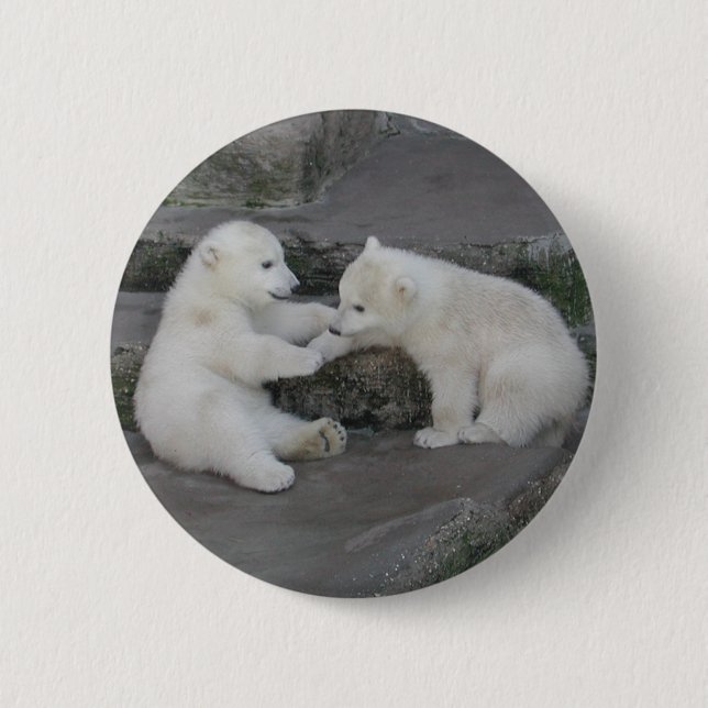 Zwei Polar Bären Cubs Button (Vorderseite)