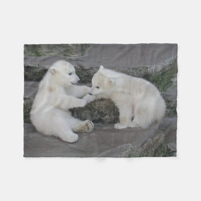Zwei Polar Bären Cubs Fleecedecke (Vorderseite (Horizontal))