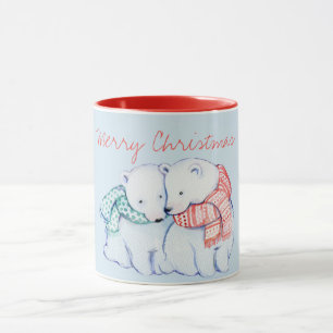 Zwei Polar Bears Frohe Weihnachtsfeier Tasse