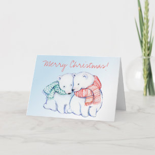 Zwei Polar Bears Frohe Weihnachtsgrüße Karte