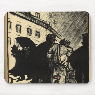 Zwei Polizisten nehmen einen Vagabundn weg, der in Mousepad