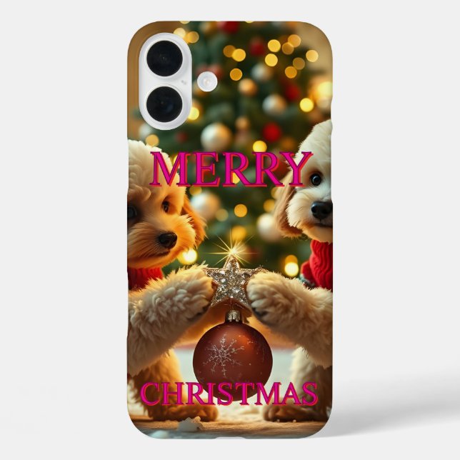 ZWEI POODLES FEIERN CHRISTMAS Case-Mate iPhone HÜLLE (Rückseite)