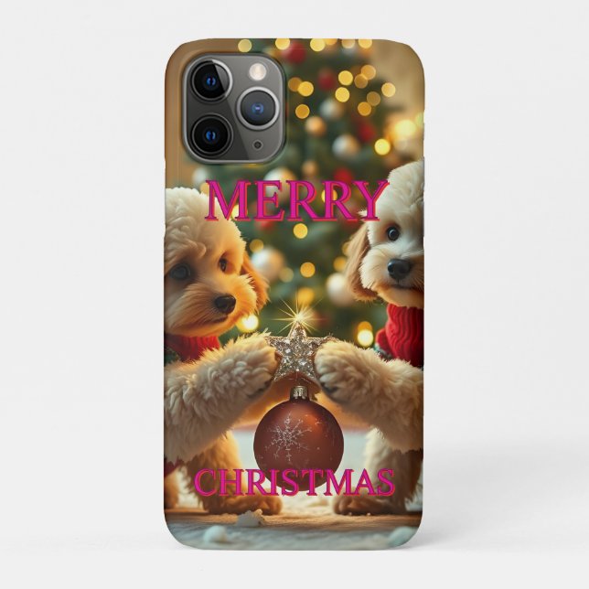 ZWEI POODLES FEIERN CHRISTMAS Case-Mate iPhone HÜLLE (Rückseite)