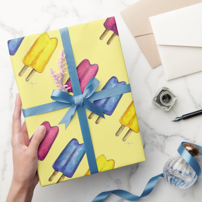 Zwei Pop Popsicles Ice Lollies Sommerzeit Geschenkpapier