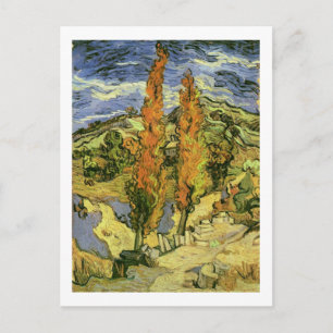 Zwei Poplars auf einer Straße, Van Gogh Fine Art Postkarte