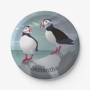 Zwei Puffins Design Pappteller