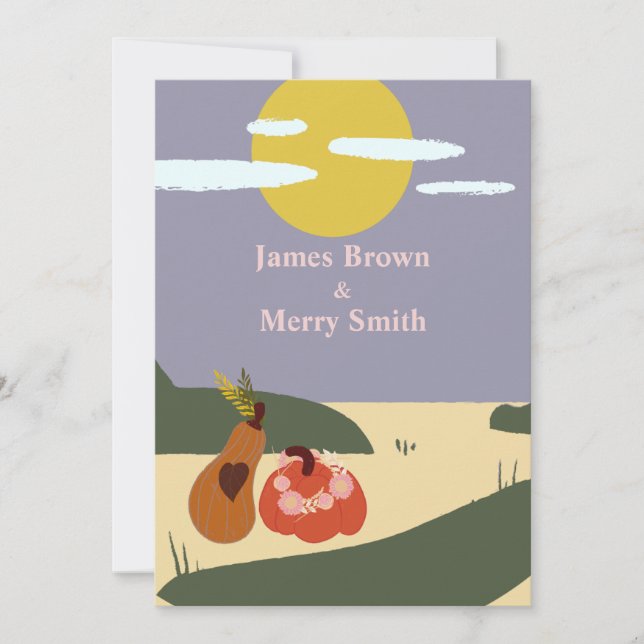 Zwei Pumpkins Beach Sun Wedding Einladung (Vorderseite)