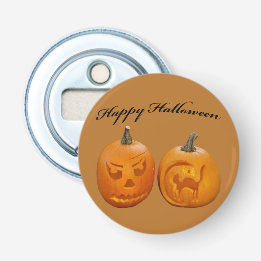 Zwei Pumpkins glückliches Halloween Flaschenöffner