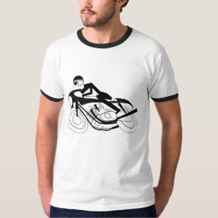 Zwei Rad-Abdruck-Schwarzes T-Shirt